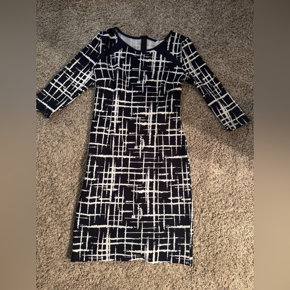 Navy blue and whites strip dress